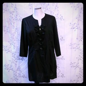 Tribal mini dress 3/4 sleeve cotton shirt black 12